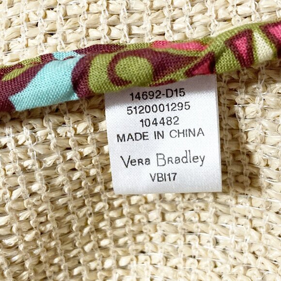 Vera Bradley Resort Medallion Seashore Beach Tote Fish Straw Faux Leather Trim - Picture 10 of 11